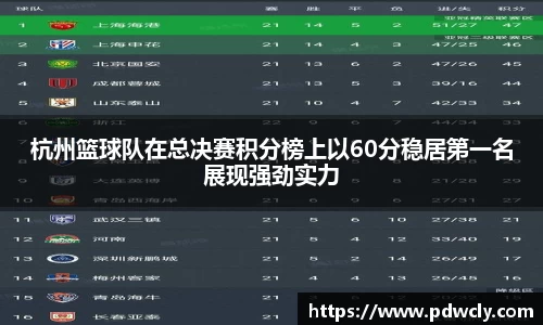 杭州篮球队在总决赛积分榜上以60分稳居第一名展现强劲实力